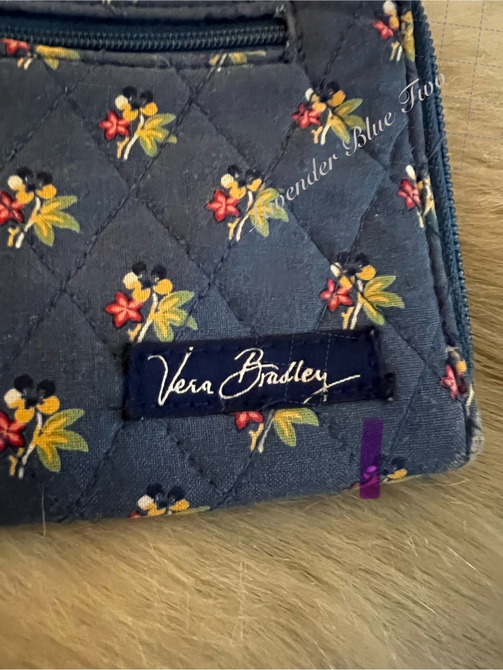 Vintage VERA BRADLEY Emily 2004 Zip Around Wallet Long Red Blue Floral Quilt USA - Picture 4 of 11